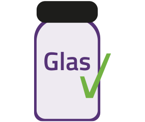 Alegna Produkte sind in umweltfreundlichen Glasbehältern verpackt